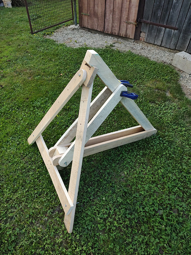 A wooden boat stand prototype