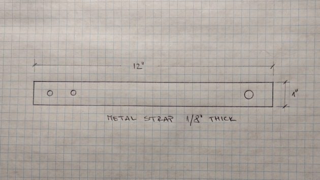 A drawing showing The main beam cradle dimensions for a boat stand