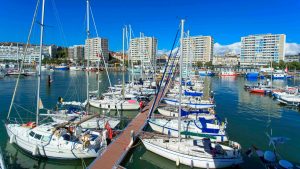 Yachts moored in a marina in France