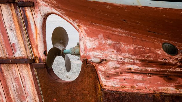 Part of a wooden boat