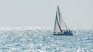 Sailing boat offshore. Credit: Geoff Smith/Alamy