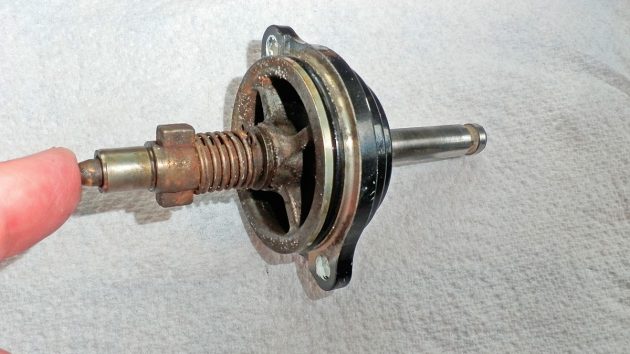 The end of a prop shaft on an outboard motor