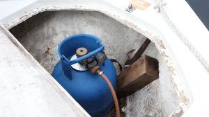 A calor gas bottle on a boat