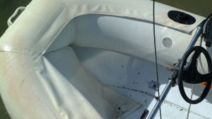 an inflatable bow dodger on a dinghy