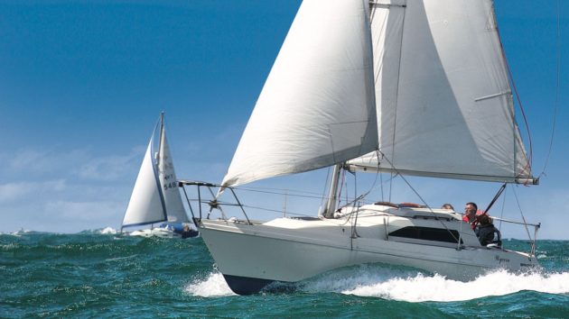 A boat sailing downwind