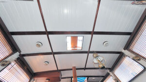 Vinyl panels used as boat headlining