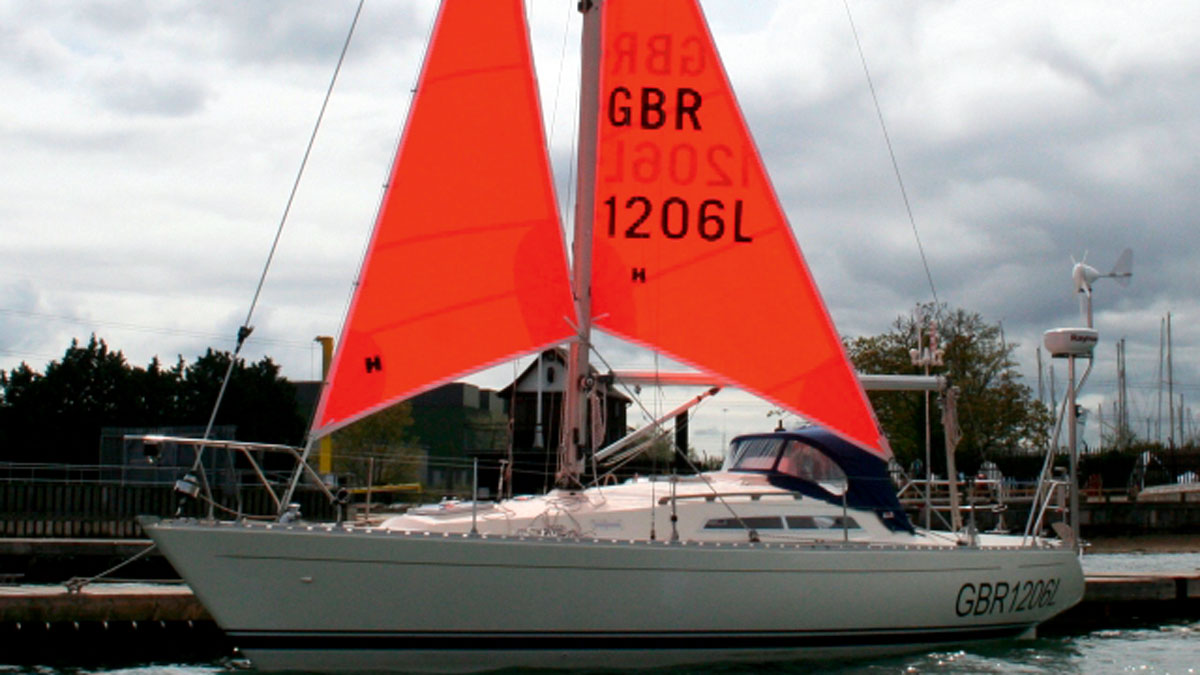 A boat with trysails deployed