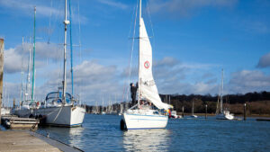A person doing boat handling in a tight space