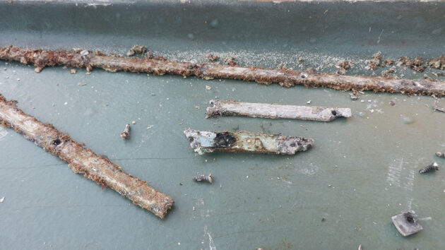 Corroded keel band from a boat