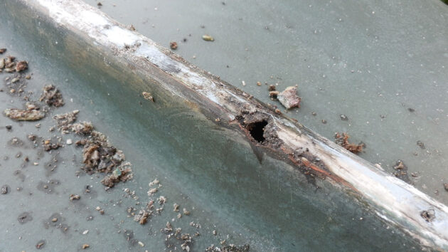 a damaged boat hull