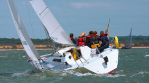 A boat racing in the Solent