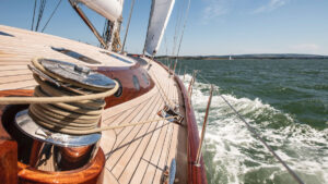 Non-slip decks on a yacht