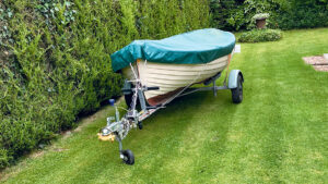 A boat in a garden