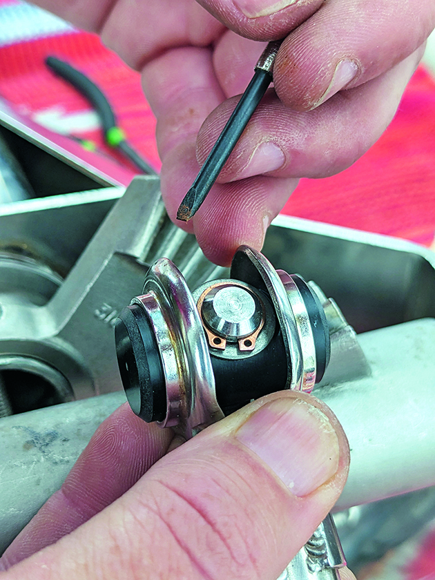 An actuator shaft being assembled