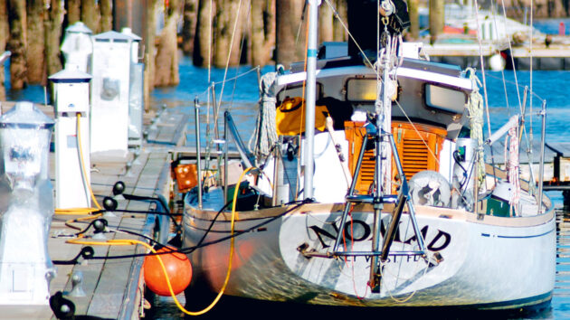 a Monitor Wind vane system on the back of a boat