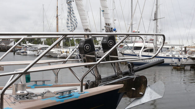 A roller furling system on a boat