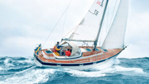 A Hallberg Rassy 352 yacht sailing