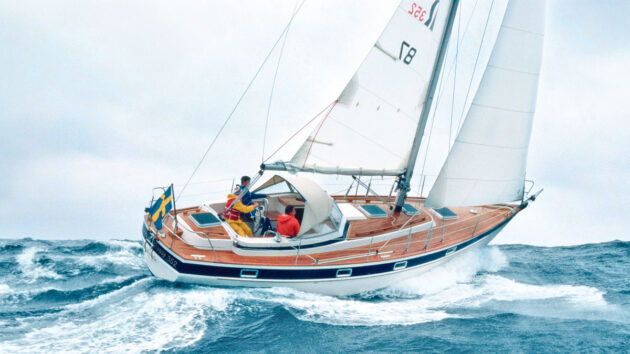 A Hallberg Rassy 352 yacht sailing
