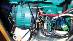 A diesel engine on a boat