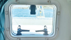 A boat hatch replaced with new lens