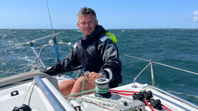 Sailor Keri Harris saling on his boat