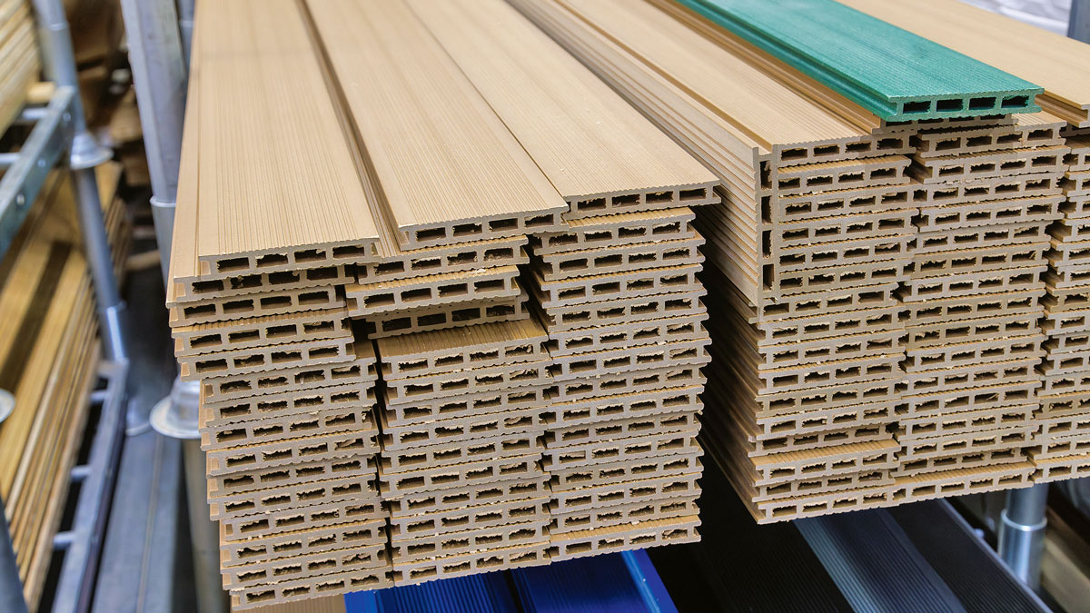 A pallet of composite wood