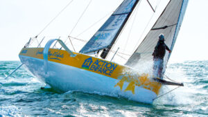 A foiling yacht