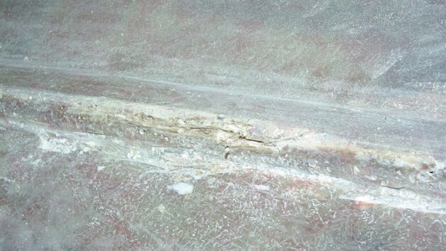 The damaged strake revealed