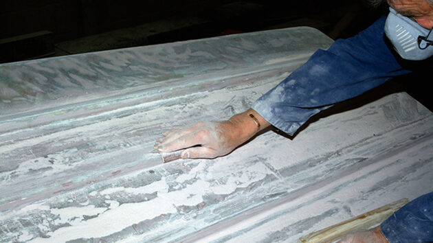 Strakes were carefully profiled by hand to avoid taking off too much material with the sander