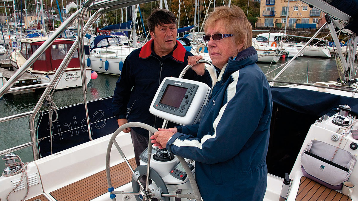 A woman on a yacht