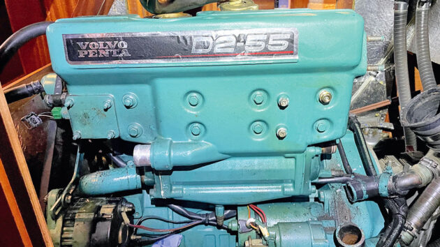 A heat exhanger on a boat engine
