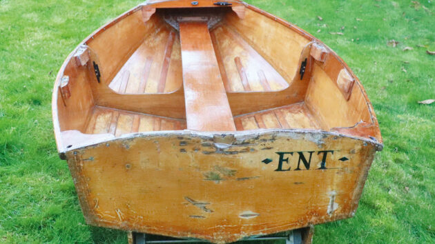 A stitch and glue wooden dinghy