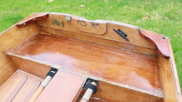 The stern seat of the stitch-and-glue dinghy