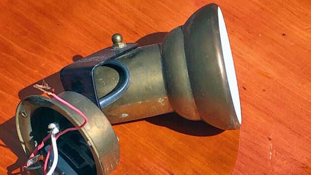 A tarnish brass lamp