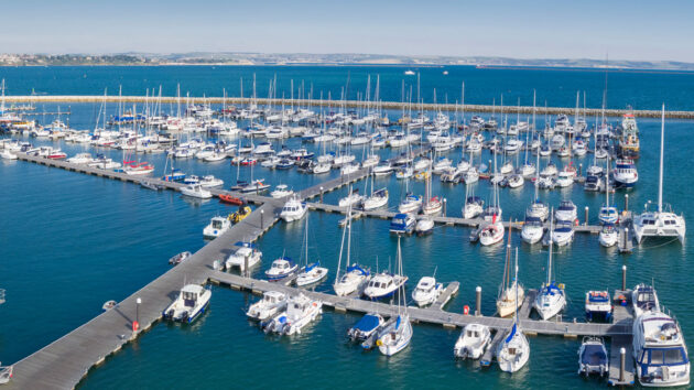 Boats moored at Portland Marina