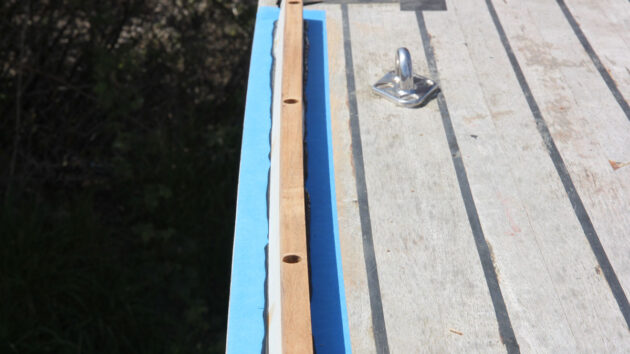 Fitted section of a toerail on a boat