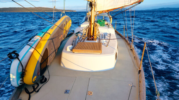 SoftSand non-skid coating on the deck of a boat
