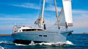 The Garcia Exploration 45 aluminium hulled yacht sailing. Credit: Peter K Poland