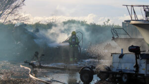 Fire crews tackle fire at boatyard in Tipner Lane, Portsmouth
