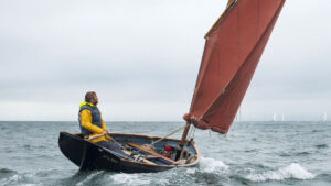 Dinghy Cruising Association President Roger Barnes sailing aboard his 15ft Ilur dinghy. Credit: Sophie Morice-Couteau