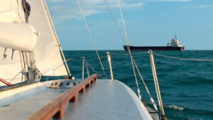 A yacht crossing a Traffic Separation Scheme