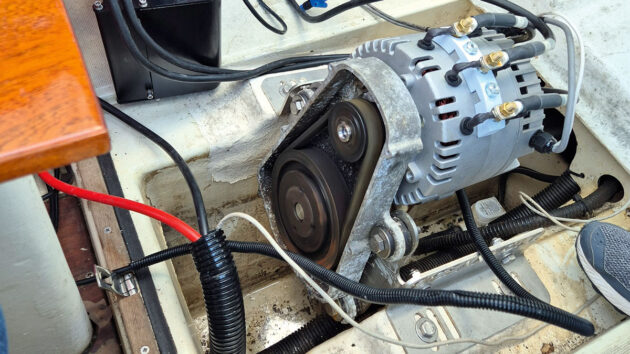 An electric engine on a boat