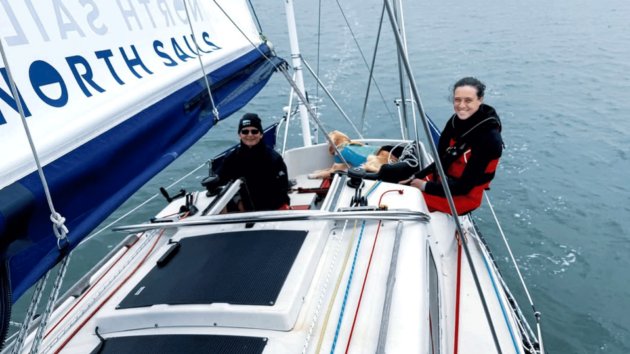Jazz’s yacht, FEAR, has solar panels and a custom sail package for her journey.