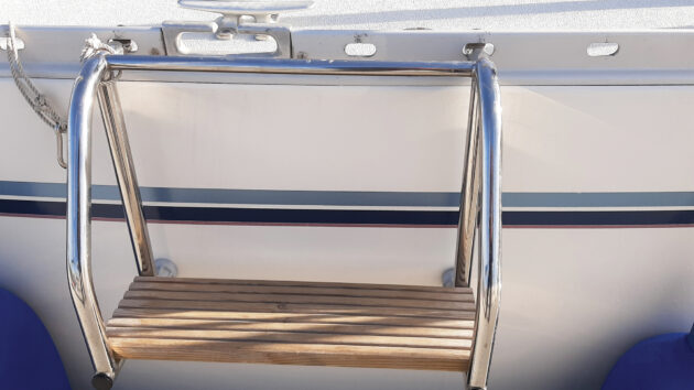 A boat boarding step on a yacht