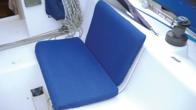 A cockpit cushion on a boat