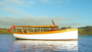 The Cornish motor launch, Tethra on the River Fal