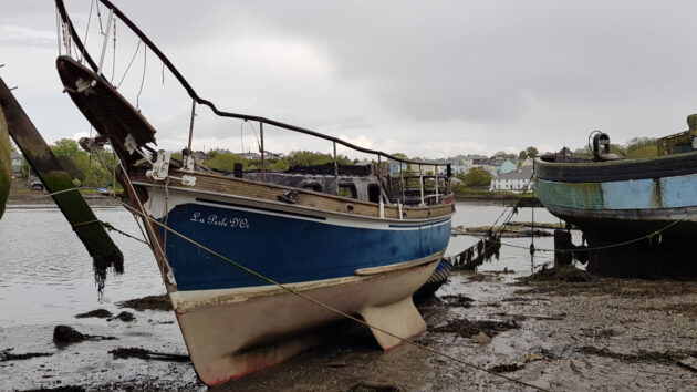 Abandoned boat at Hooe Lake, Plymouth. Credit: John Summerscales