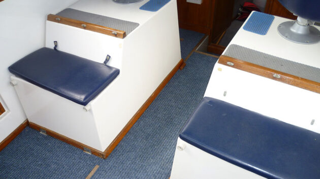 Cockpit lockers on a boat