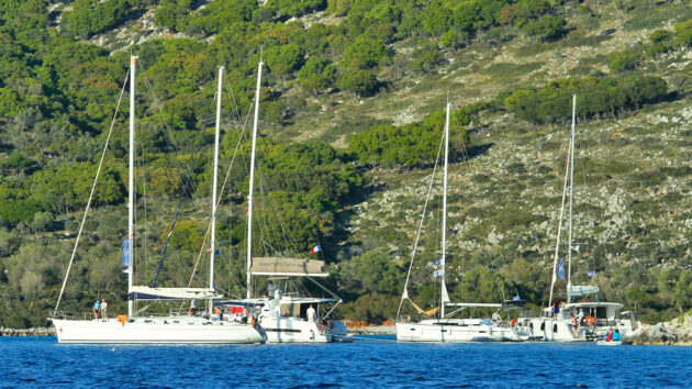 A raft of charter yachts