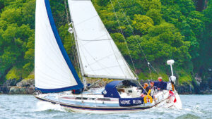 A Westerly Typhoon 37 sailing by the coast